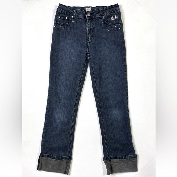 Y2K Stuff by Hilary Duff Jeans Girls 14 Cuffed Blue DenimVintage Rhinestone - Picture 1 of 15
